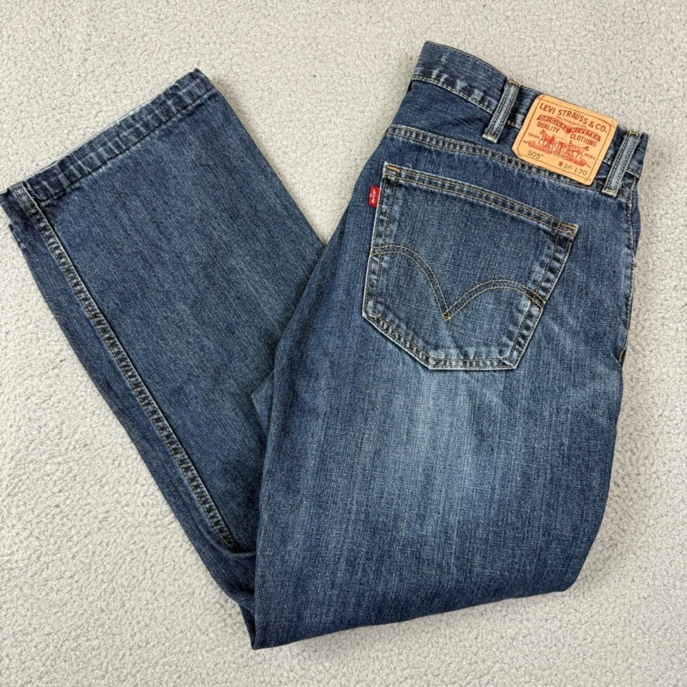 Levi Strauss 505 Jeans Mens W38 L30 Straight Fit‎ Blue Denim Casual Everyday